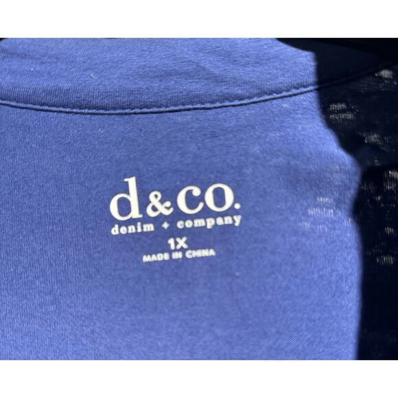 Denim + Company Royal Blue Soft Cotton Blend Cardigan Floral Lace Women's 1X - Picture 7 of 7